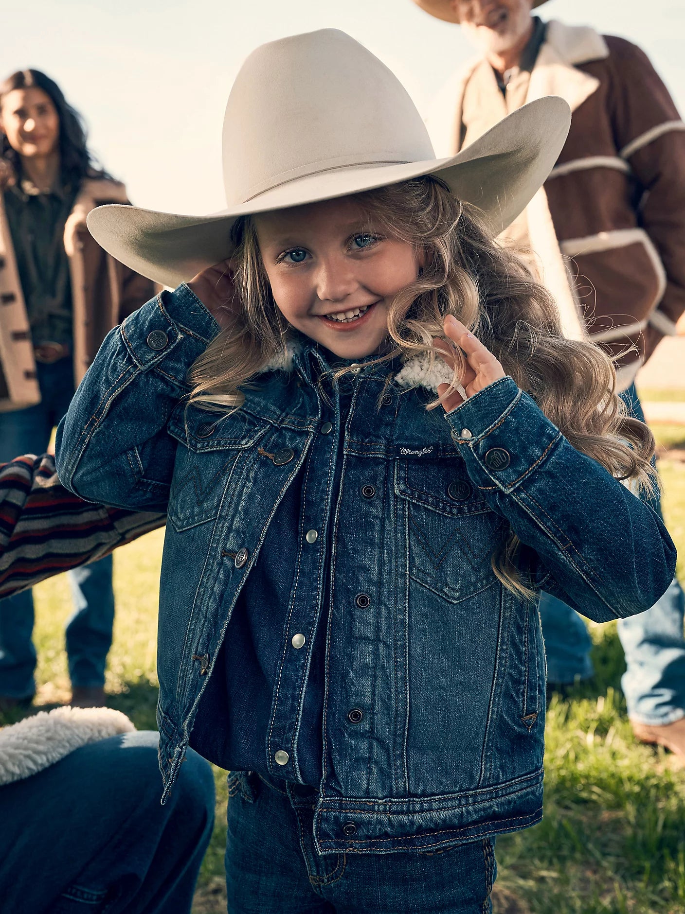 Girl's Wrangler Sherpa Lined Denim Trucker Jacket 112335518