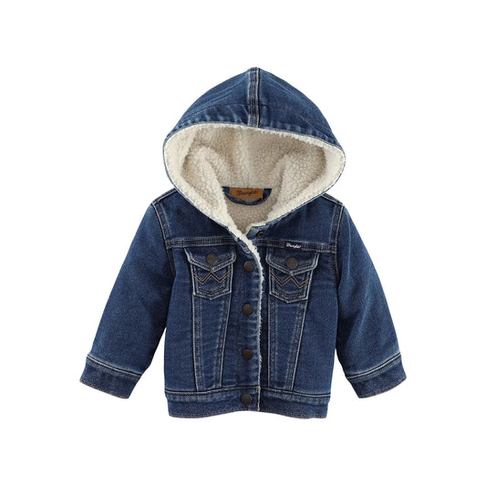 Girl's Wrangler Sherpa Lined Hooded Denim Jacket 112335833