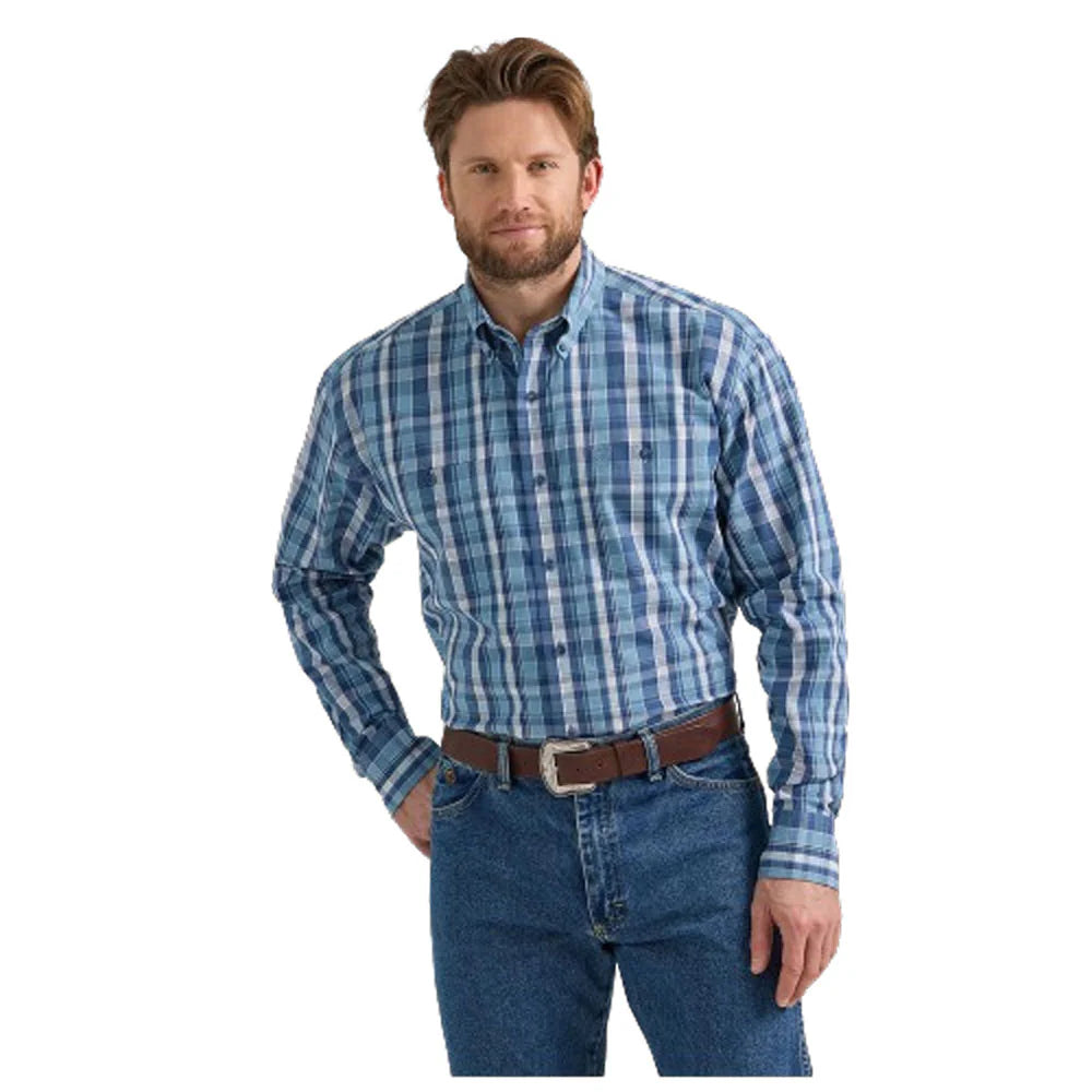 Men's Wrangler® George Strait Two Pocket Long Sleeve Shirt 112352738 - Crazy House Western Wear