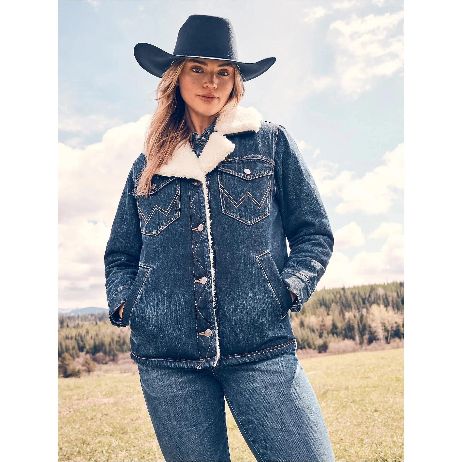 Wrangler Western Sherpa Lined Denim Coat - Crazy House Western Wear