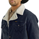 Men's Wrangler Rustic Navy Western Sherpa Lined Denim Wrange Jacket 112353374