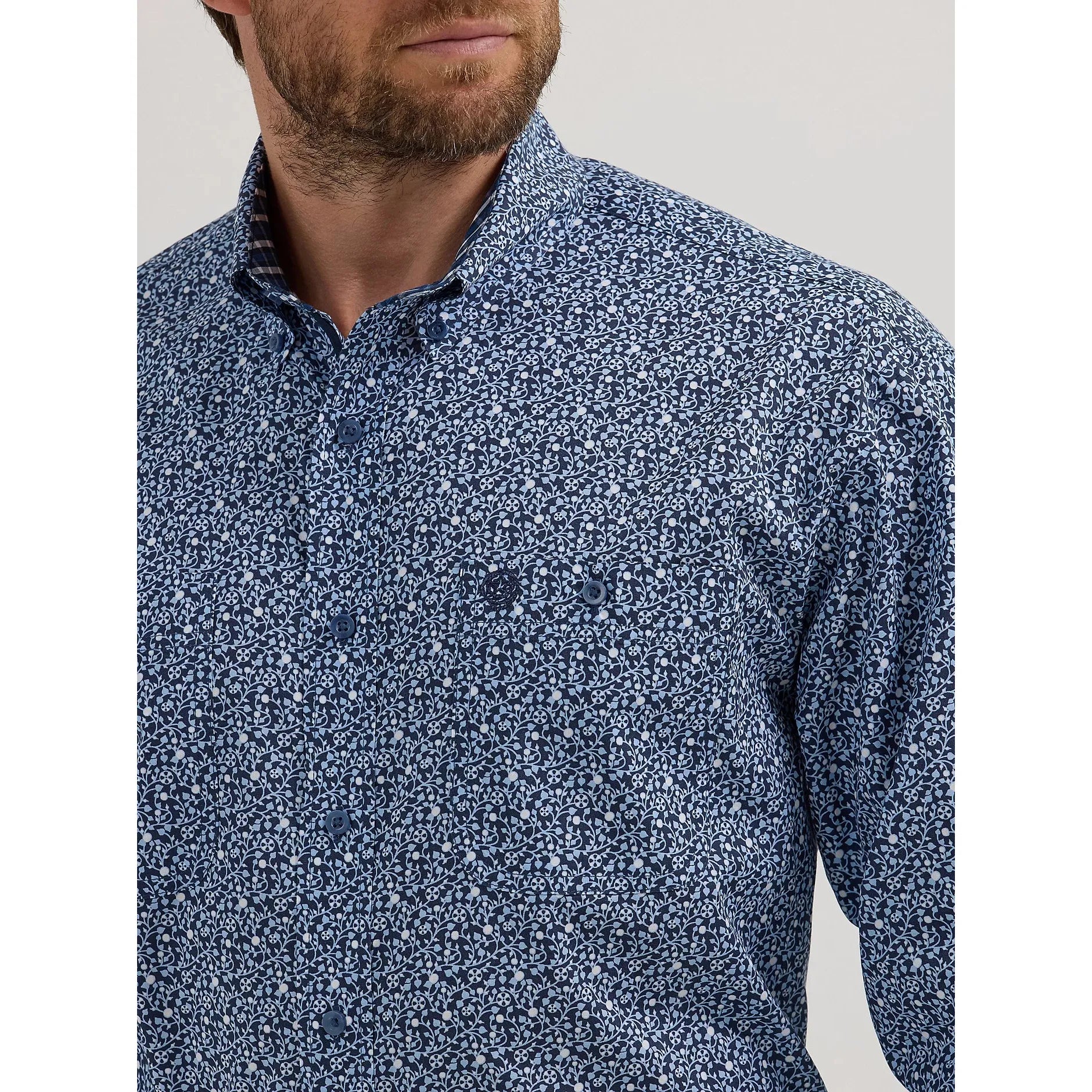 Men's Wrangler® George Strait™ Long Sleeve Button Down Two Pocket Shirt 112356614 - Crazy House Western Wear