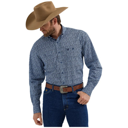 Men's Wrangler® George Strait™ Long Sleeve Button Down Two Pocket Shirt 112356614 - Crazy House Western Wear