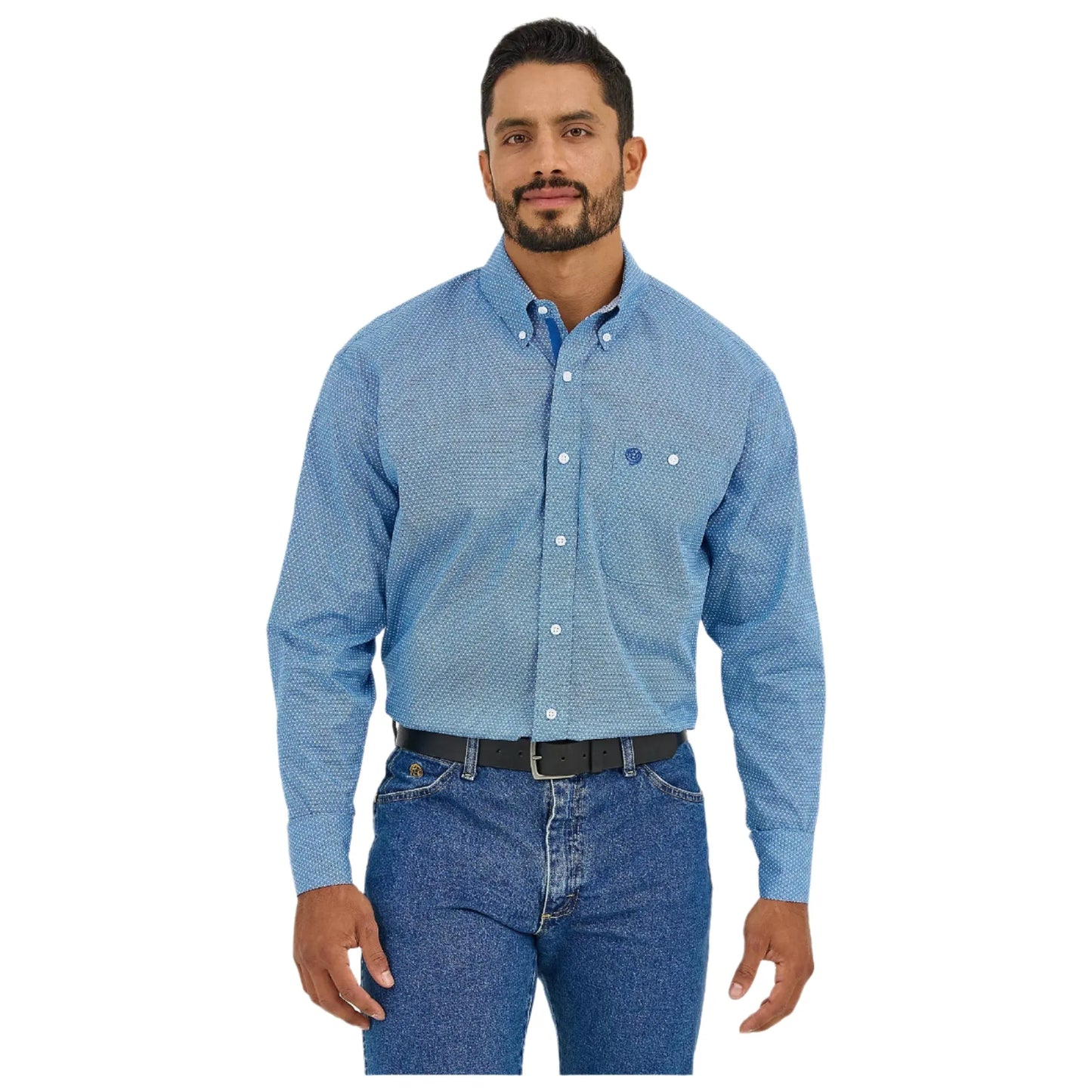 Men's Wrangler George Strait™ Long Sleeve Button Down One Pocket Shirt 112365377