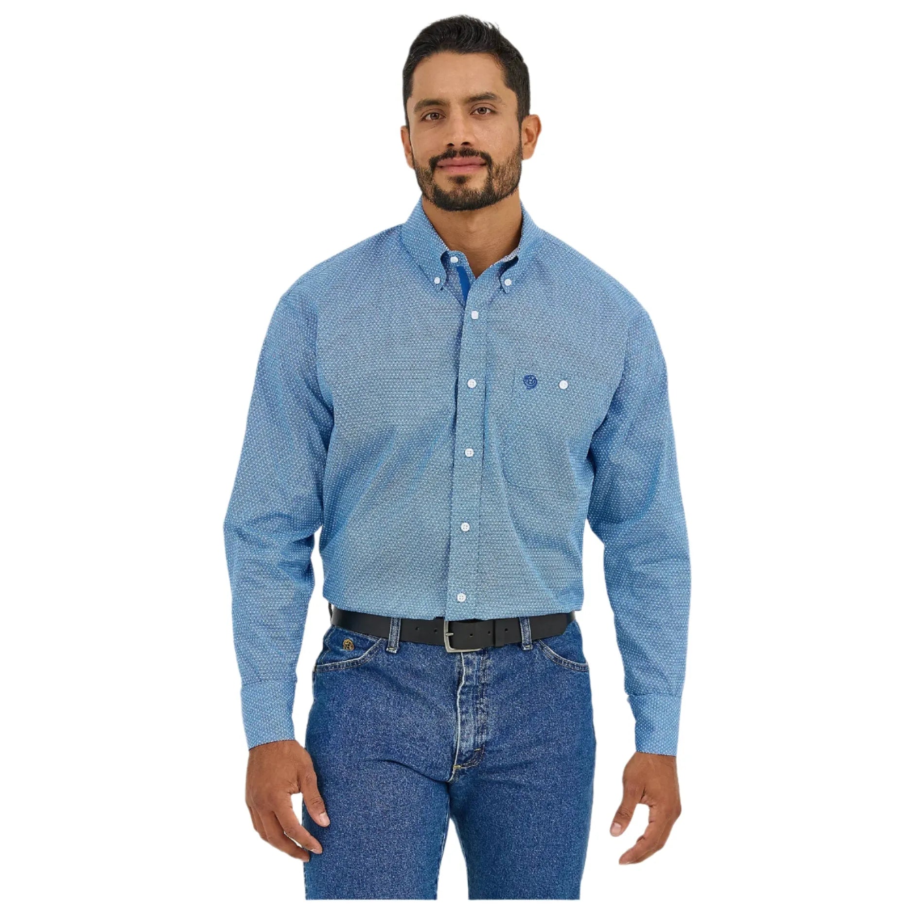 Men's Wrangler George Strait™ Long Sleeve Button Down One Pocket Shirt 112365377 - Crazy House Western Wear