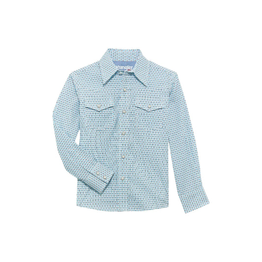 Boy's Wrangler 20X® Advanced Comfort Western Snap Print Shirt 112365399