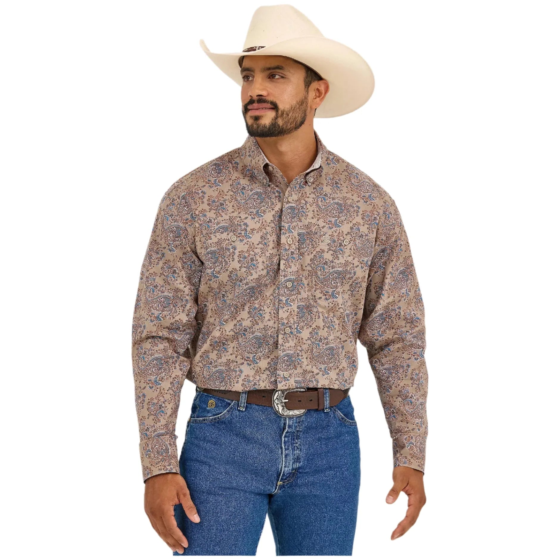 Men's Wrangler George Strait™ Long Sleeve Button Down Two Pocket Shirt 112365403 - Crazy House Western Wear