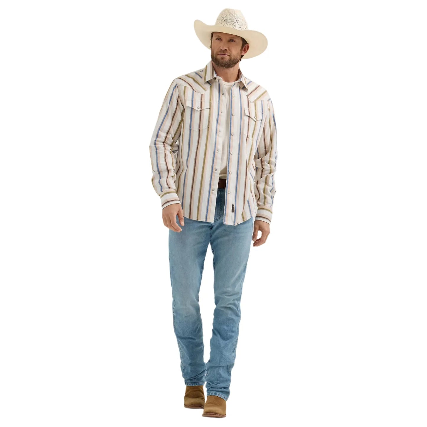 Men's Wrangler Retro® Premium Brushpopper Stripe Western Snap Shirt 112365630