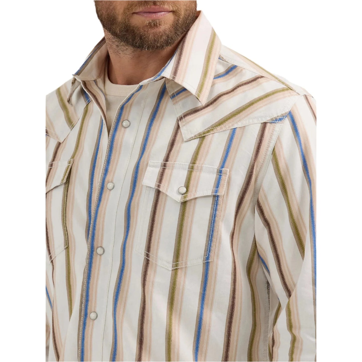 Men's Wrangler Retro® Premium Brushpopper Stripe Western Snap Shirt 112365630
