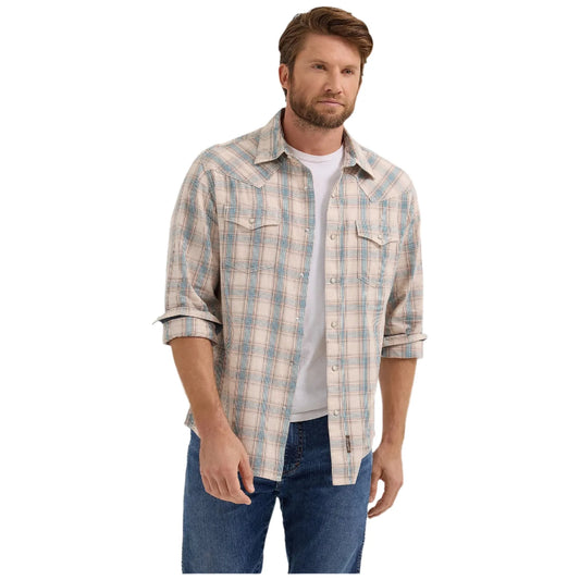 Men's Wrangler Wrangler Retro® Premium Long Sleeve Western Snap Plaid Shirt 112365632