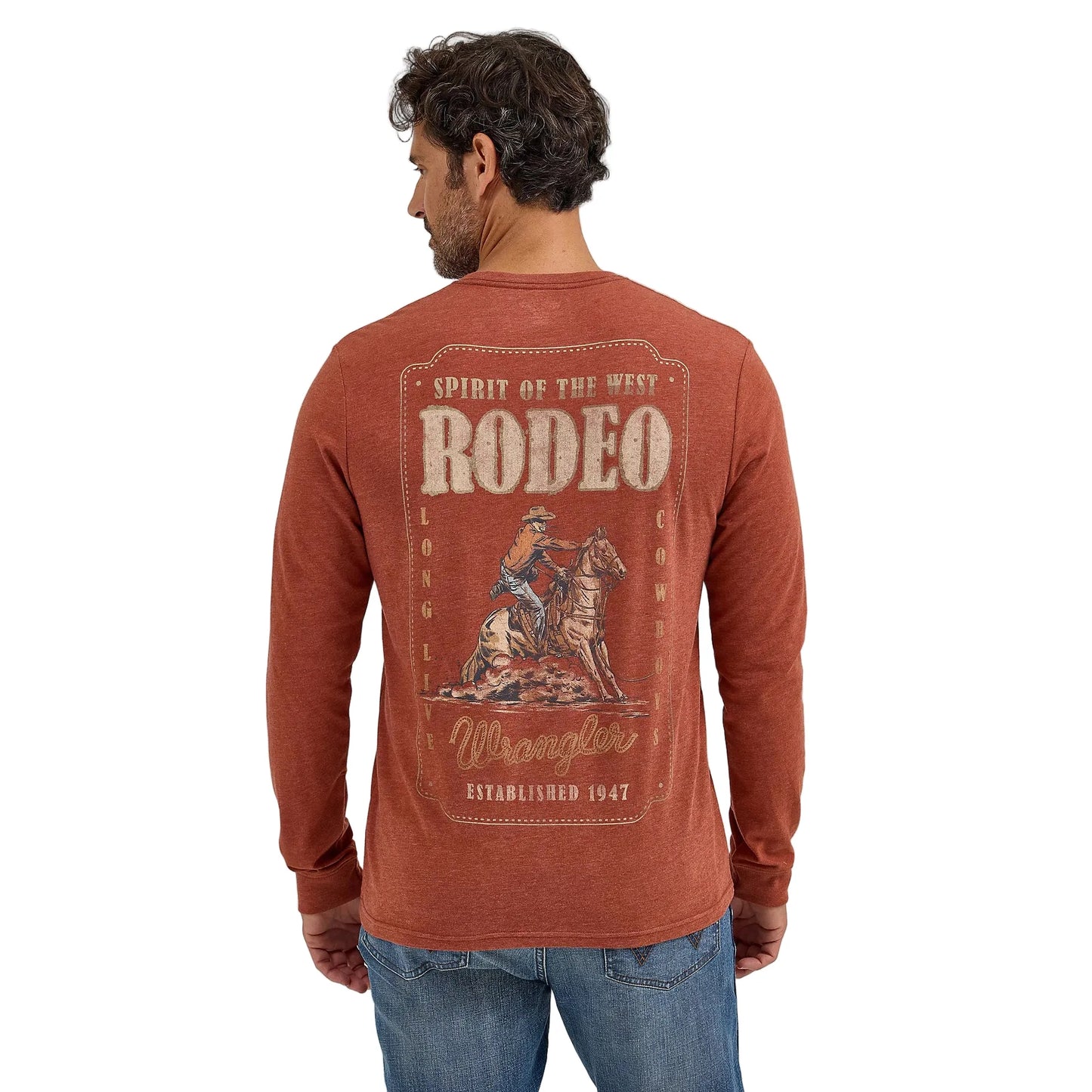 Men's Wrangler Long Sleeve Cowboy Back Graphic T-Shirt 112365696
