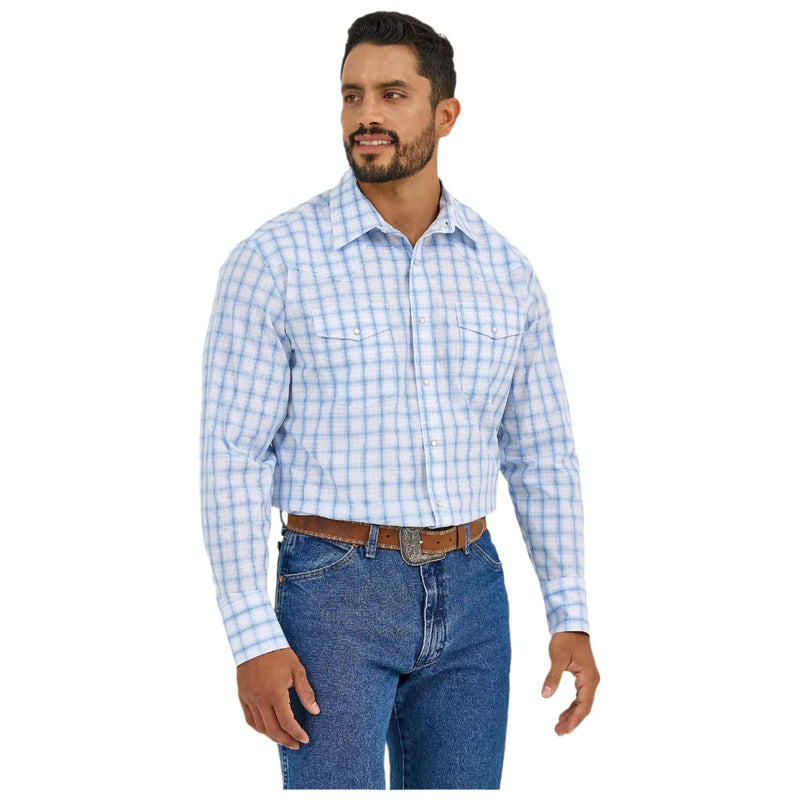 Men's Wrangler Wrinkle Resist Long Sleeve Western Snap Plaid Shirt 112365849 - Crazy House Western Wear