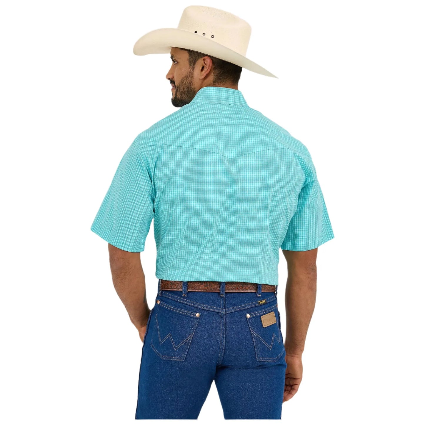 Men's Wrangler Wrinkle Resist Short Sleeve Western Snap Plaid Shirt 112365853