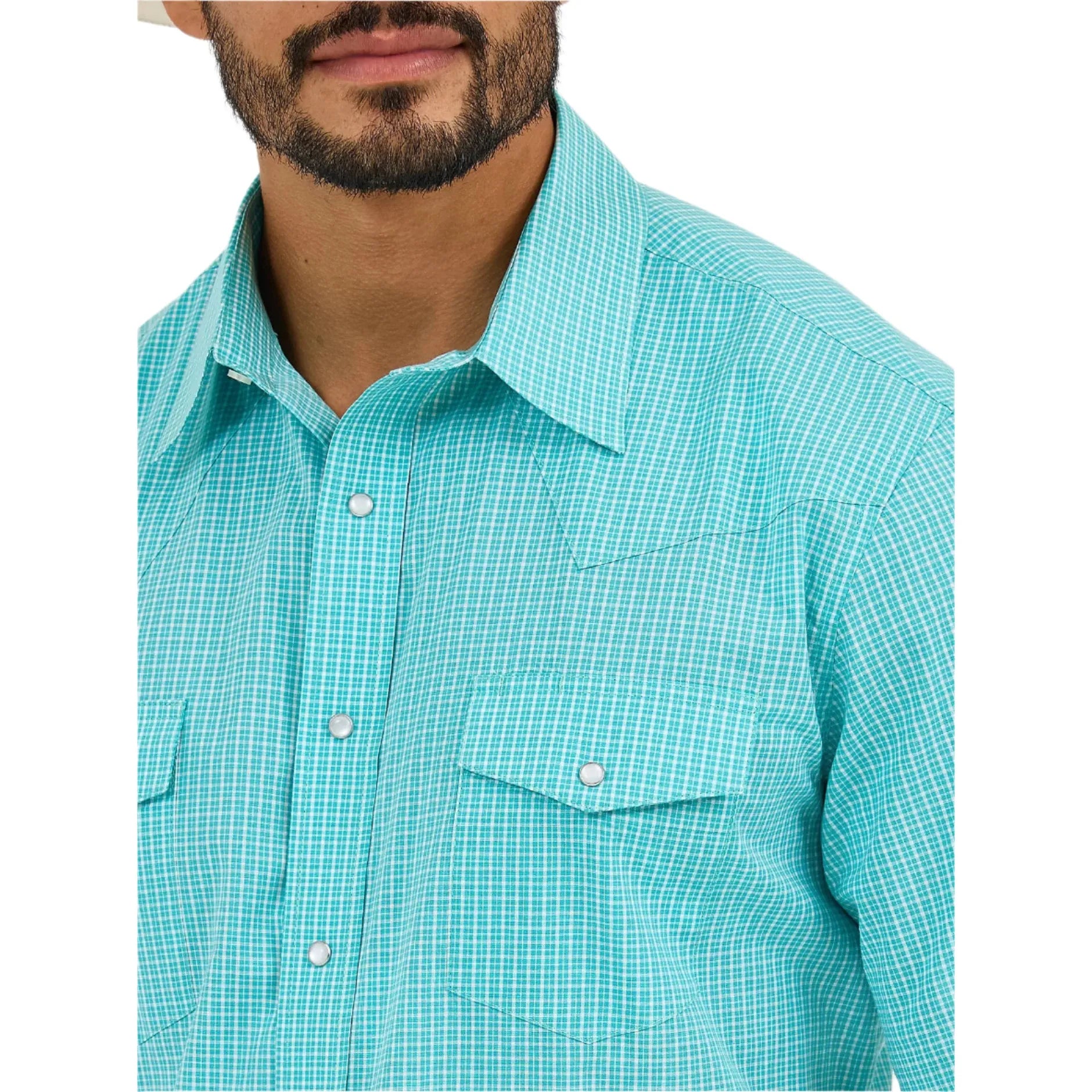 Men's Wrangler Wrinkle Resist Short Sleeve Western Snap Plaid Shirt 112365853 - Crazy House Western Wear