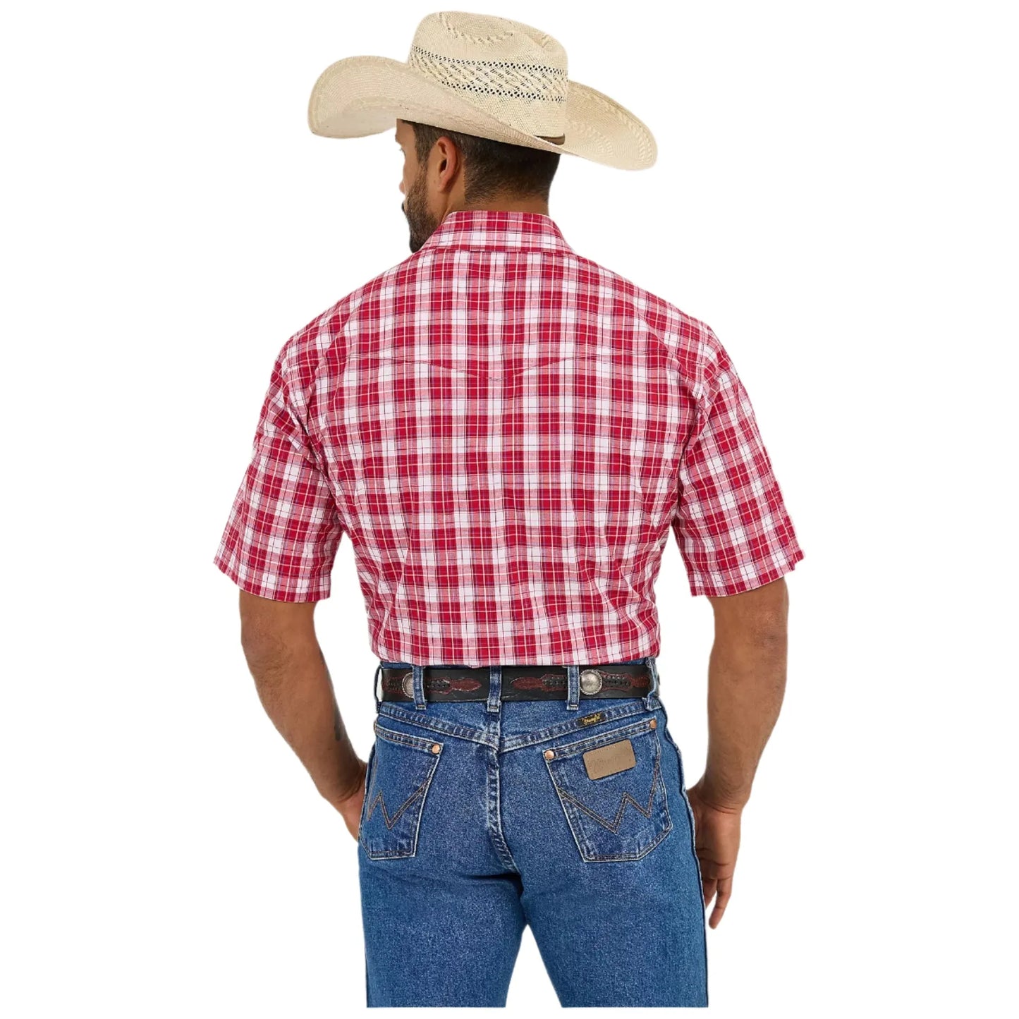 Men's Wrangler Resist Short Sleeve Western Snap Plaid Shirt 112365854
