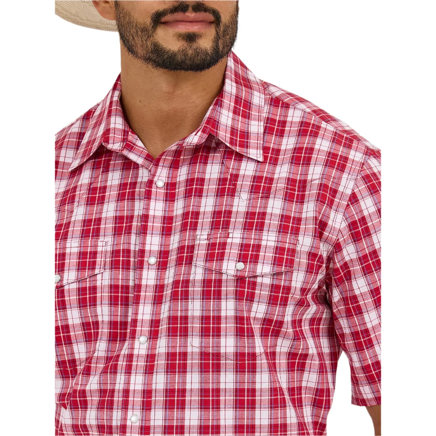Men's Wrangler Resist Short Sleeve Western Snap Plaid Shirt 112365854