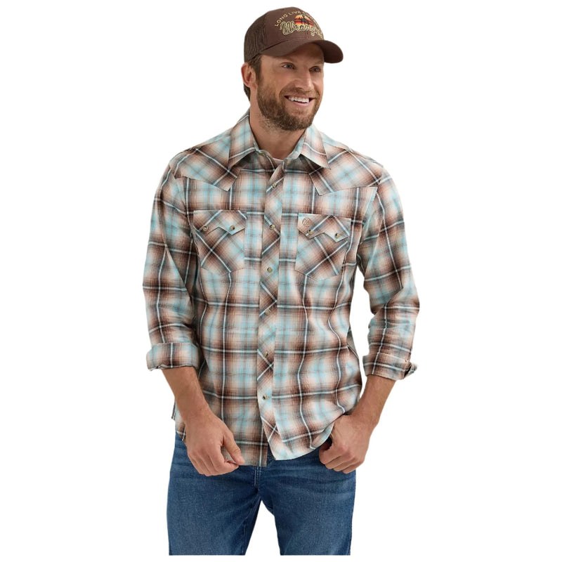 Men's Wrangler Retro® Long Sleeve Sawtooth Snap Pocket Western Shirt 112365896 - Crazy House Western Wear