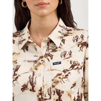 Women's Wrangler Bold Bucking Cowboy Western Snap Shirt 112367229