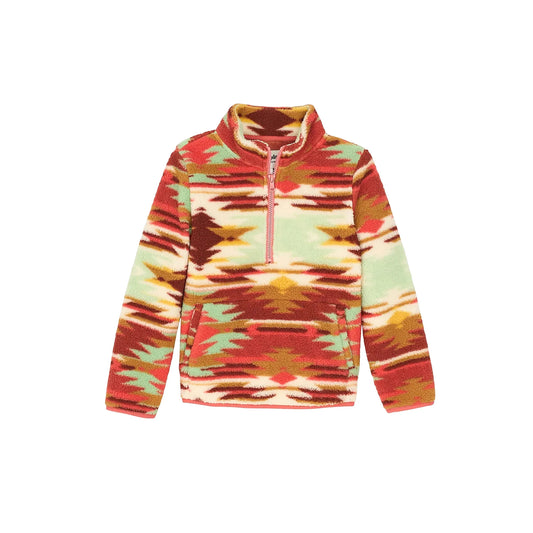Girl's Wrangler Southwest Quarter-zip Sherpa Pullover 112367539
