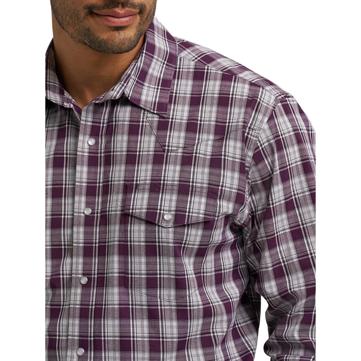 Men's Wrangler Wrinkle Resist Long Sleeve Western Snap Plaid Shirt 112367709