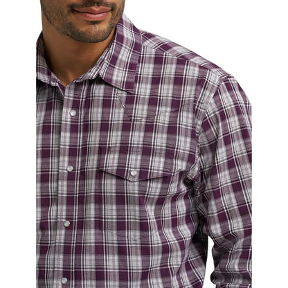 Men's Wrangler Wrinkle Resist Long Sleeve Western Snap Plaid Shirt 112367709