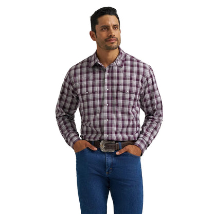 Men's Wrangler Wrinkle Resist Long Sleeve Western Snap Plaid Shirt 112367709