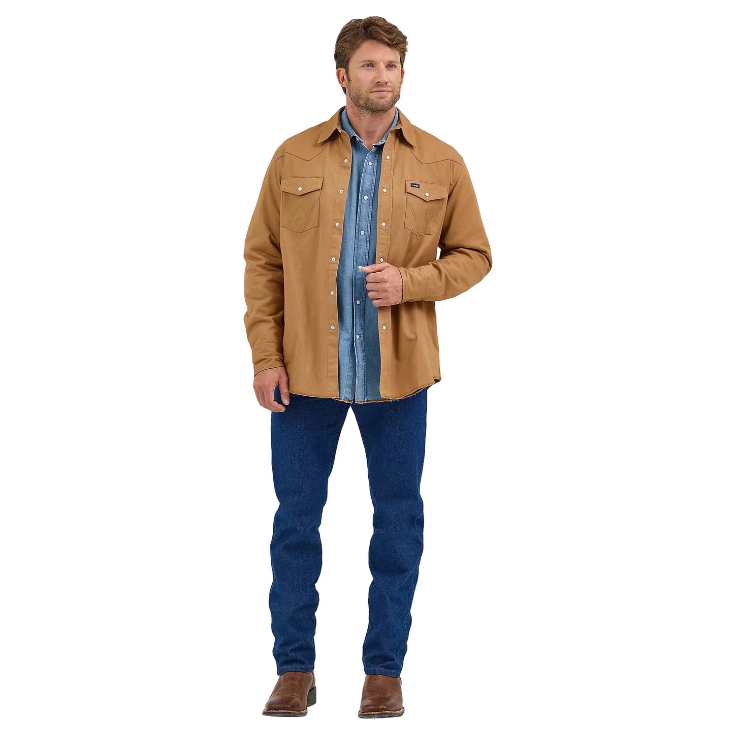 Men's Wrangler Long Sleeve Flannel Lined Solid Work Shirt 112367726