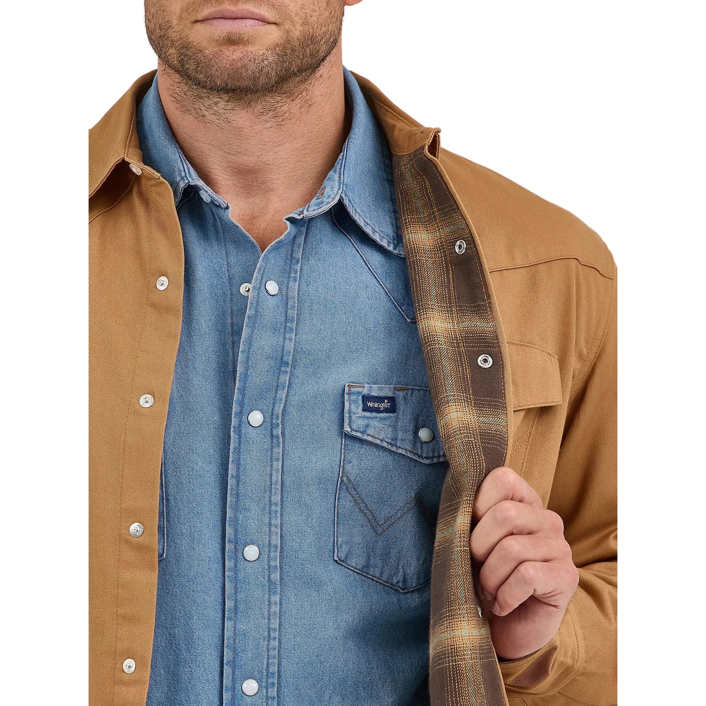 Men's Wrangler Long Sleeve Flannel Lined Solid Work Shirt 112367726