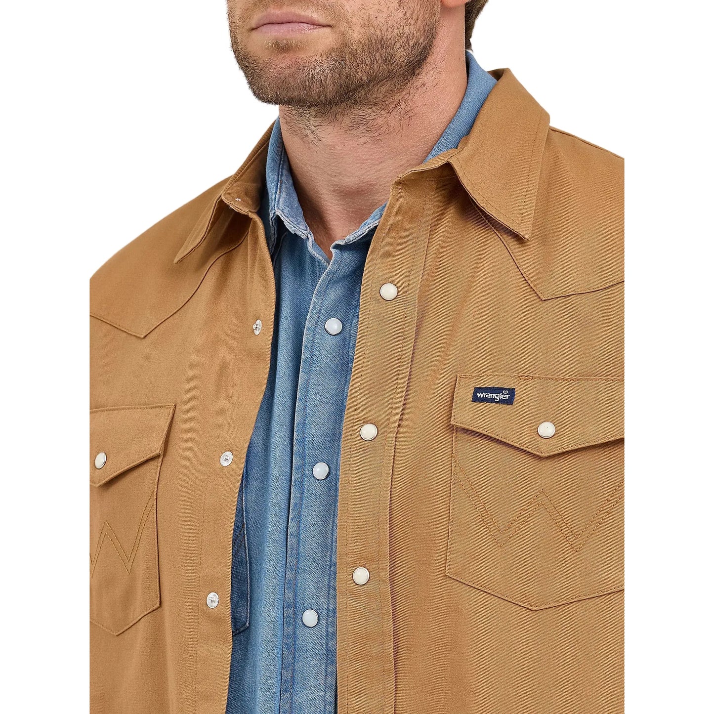 Men's Wrangler Long Sleeve Flannel Lined Solid Work Shirt 112367726