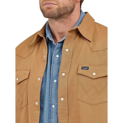 Men's Wrangler Long Sleeve Flannel Lined Solid Work Shirt 112367726