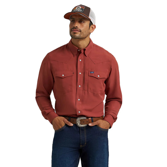 Men's Wrangler Performance Snap Long Sleeve Solid Shirt 112368050