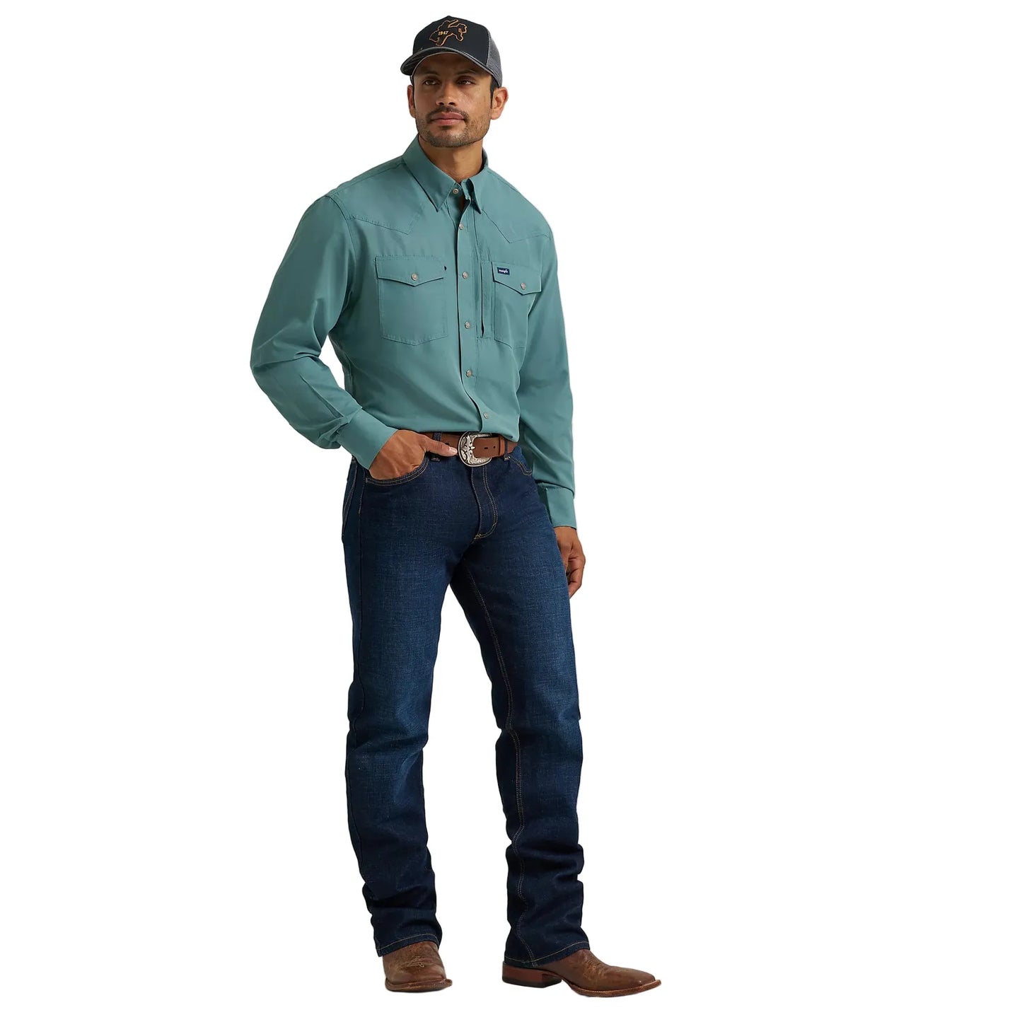 Men's Wrangler Performance Snap Long Sleeve Solid Shirt 112368052