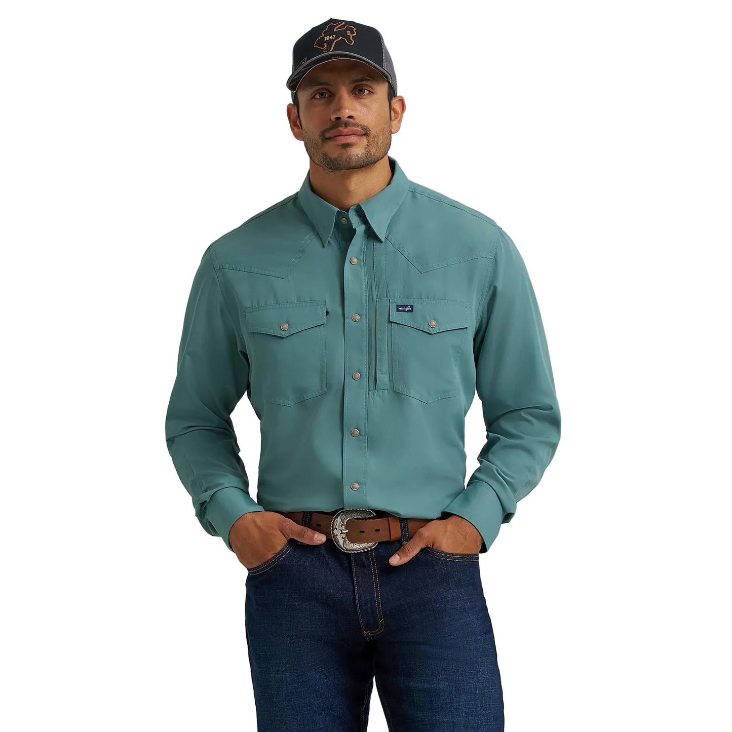 Men's Wrangler Performance Snap Long Sleeve Solid Shirt 112368052
