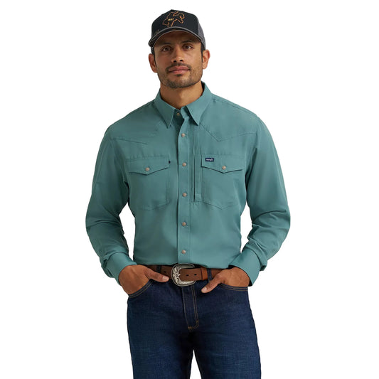 Men's Wrangler Performance Snap Long Sleeve Solid Shirt 112368052