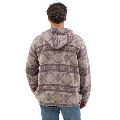 Men's Wrangler Jacquard Quarter Zip Hooded Popover Jacket112368214