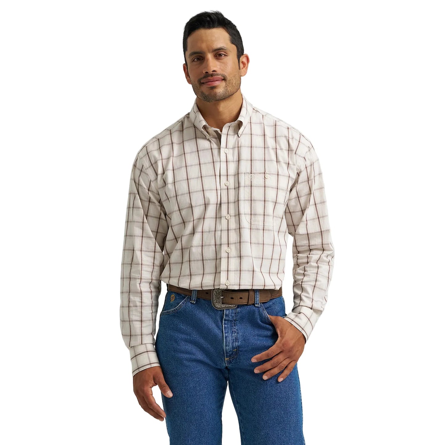 Men's Wrangler George Strait Long Sleeve Button Down One Pocket Shirt 112368227