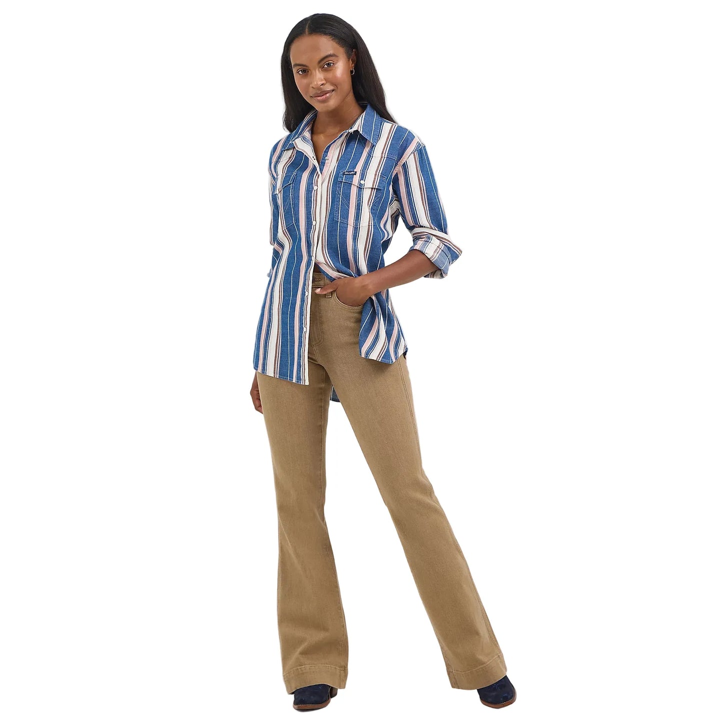 Women's Wrangler Retro Boyfriend Western Snap Shirt 112368458