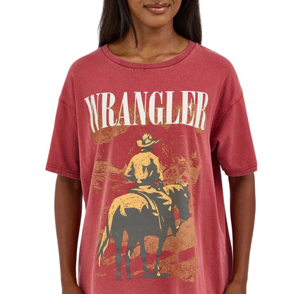Women's Wrangler Acid Wash Graphic Oversized Tee