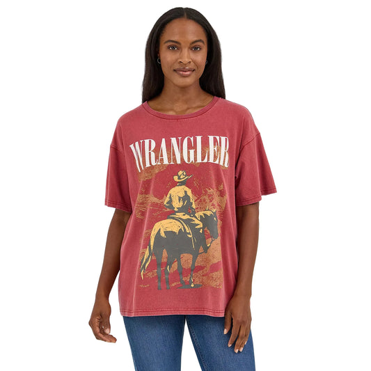 Women's Wrangler Acid Wash Graphic Oversized Tee