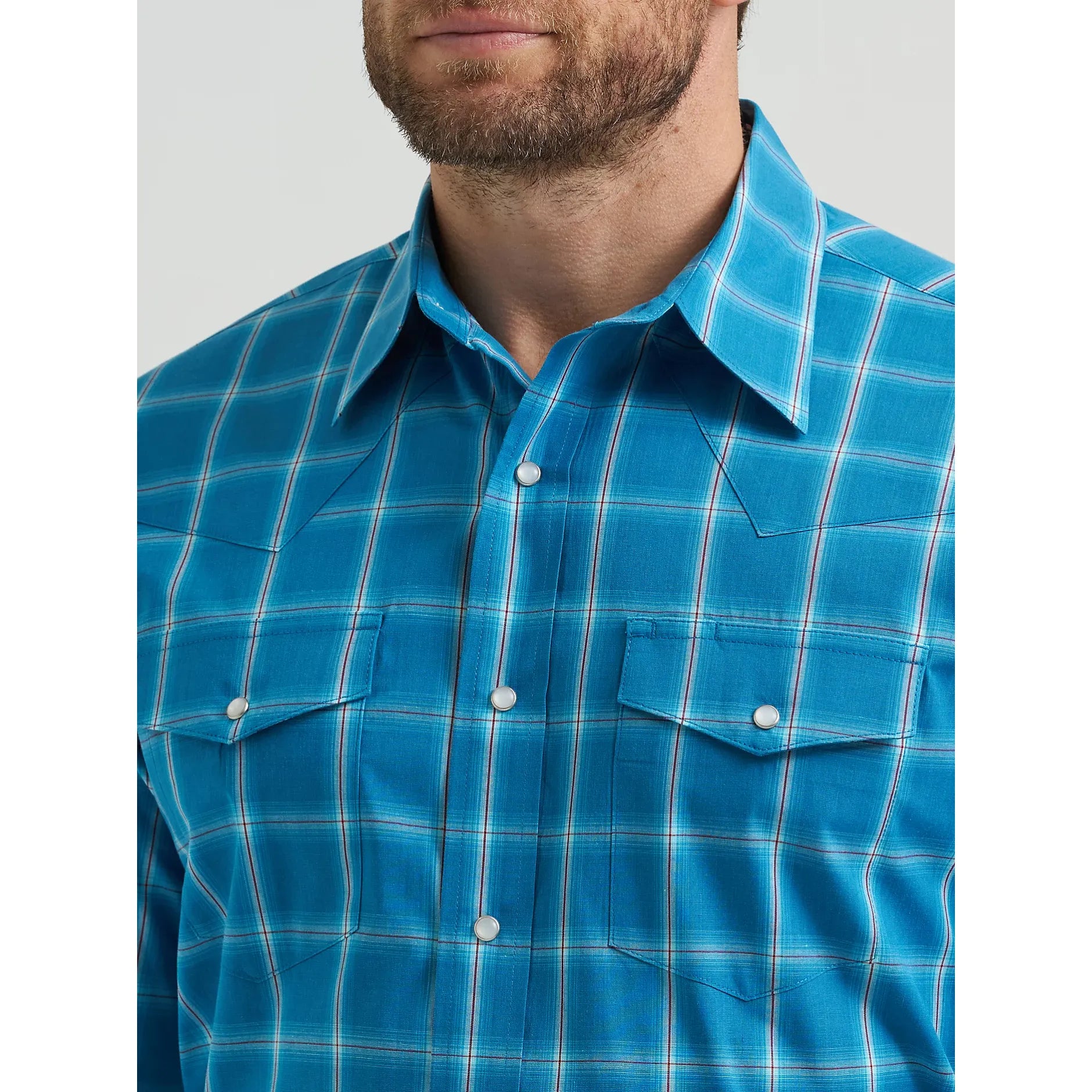 Men's Wrangler Wrinkle Resist Long Sleeve Western Snap Plaid Shirt  