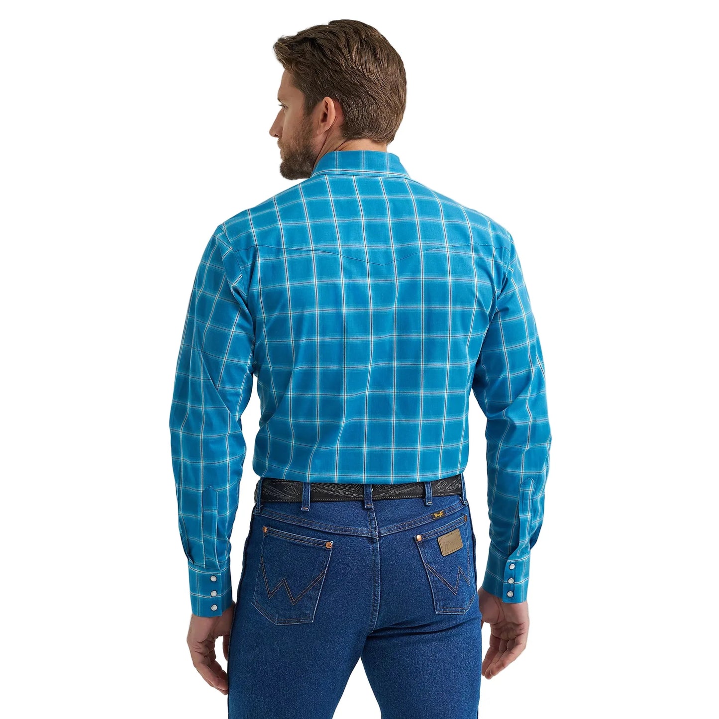 Men's Wrangler Wrinkle Resist Long Sleeve Western Snap Plaid Shirt  