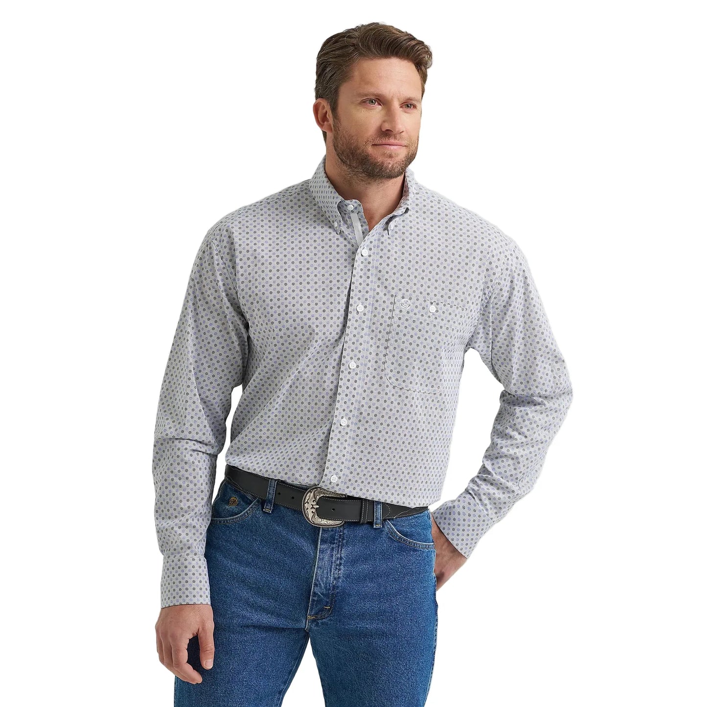 Men's Wrangler George Strait Long Sleeve Button Down One Pocket Shirt 112369599