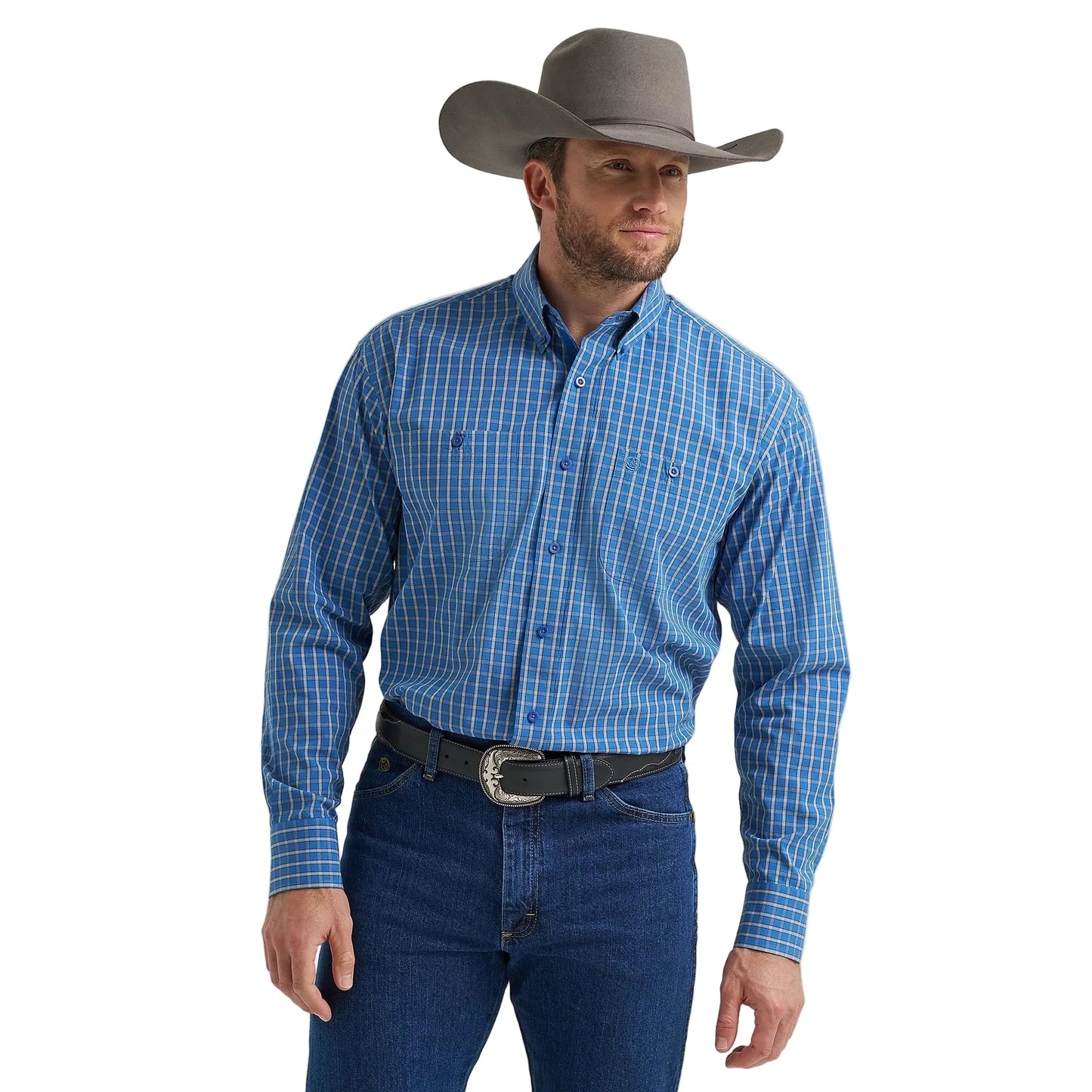 Men's Wrangler George Strait Long Sleeve Button Down Two Pocket Shirt 112369600