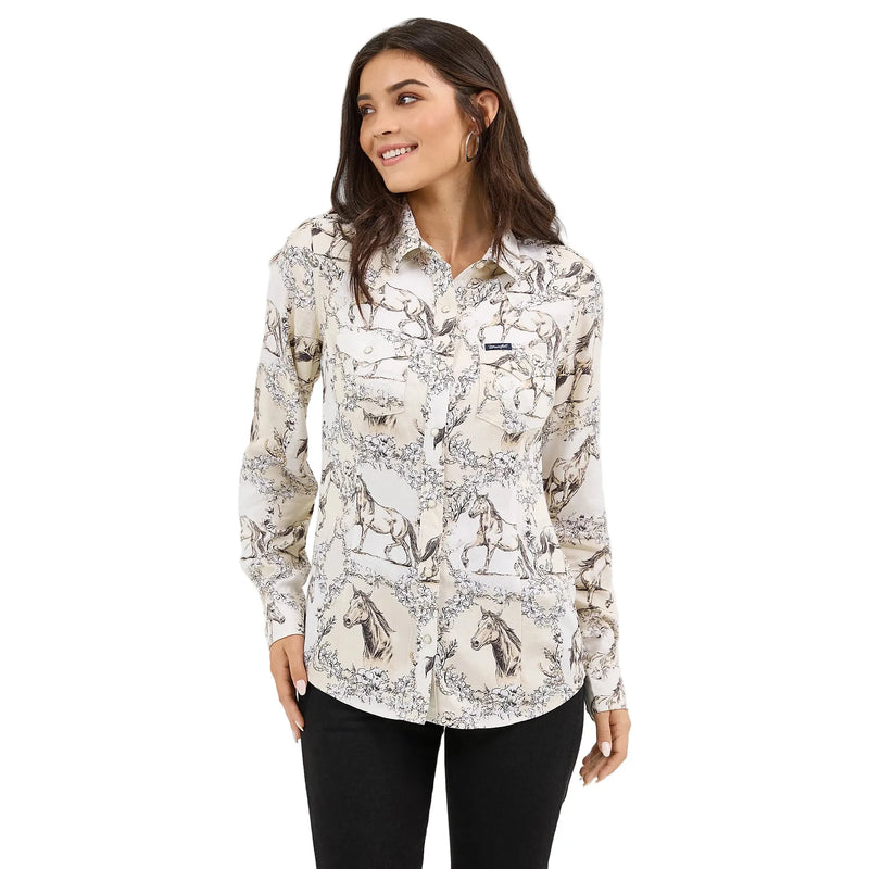Women's Wrangler Saddle Up Slim Western Snap Shirt