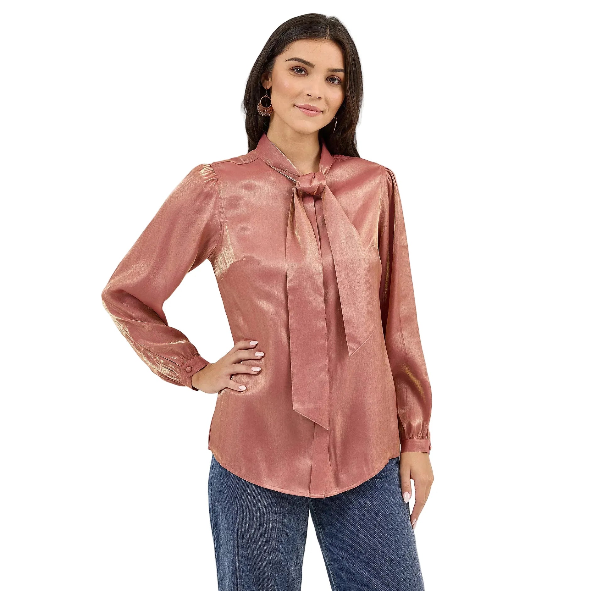 Women's Wrangler Shimmer Tie Neck Blouse 