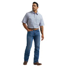 Men's Wrangler Blue Stops 20X Competition Advanced Comfort Short Sleeve Snap Shirt 112374290