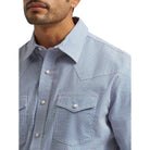 Men's Wrangler Blue Stops 20X Competition Advanced Comfort Short Sleeve Snap Shirt 112374290