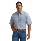 Men's Wrangler Blue Stops 20X Competition Advanced Comfort Short Sleeve Snap Shirt 112374290
