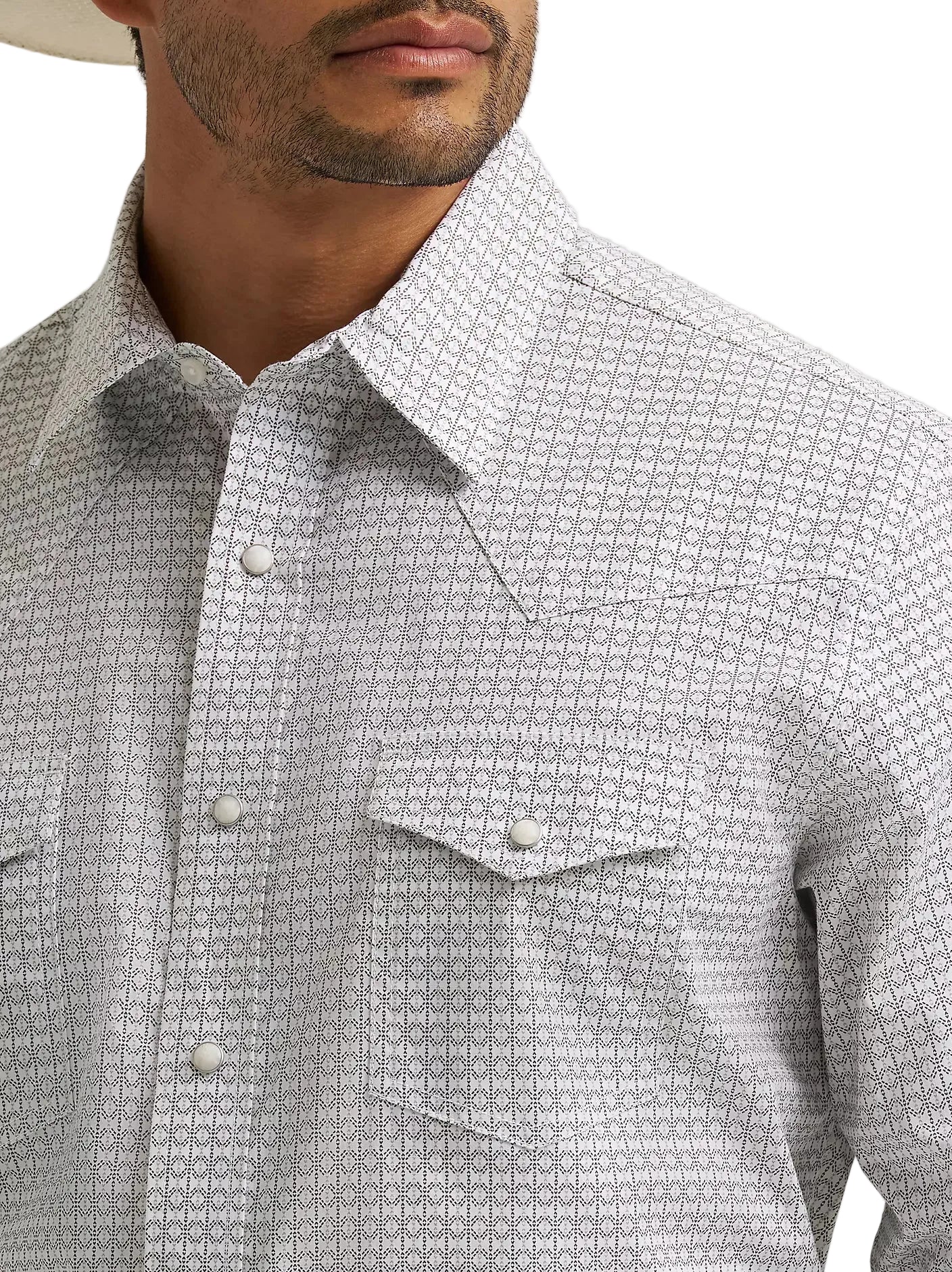 Men's Wrangler 20X® Gray Diamond Competition Advanced Comfort Long Sleeve Two Pocket Western Snap Shirt 112374296