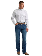 Men's Wrangler® George Strait™ Peachy Plaid Long Sleeve Button Down One Pocket Shirt 112374610